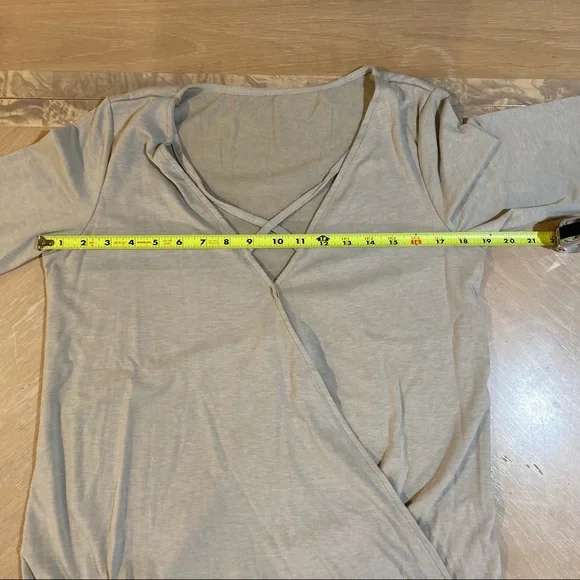 Strappy Cross Front High Low Super Soft 3/4 Sleeve Knit Top - Picture 7 of 8